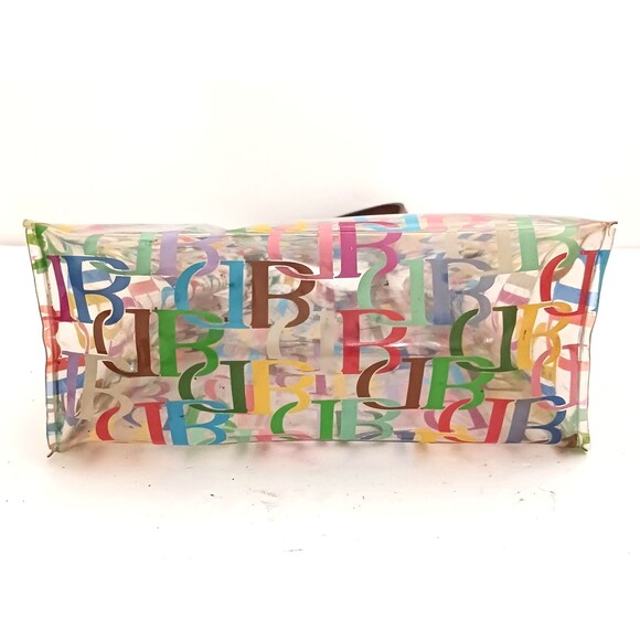 Dooney & Bourke Clear Vinyl Multicolor Logo Small Lunch Tote Leather Handles - Picture 9 of 11